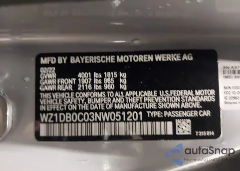 2022 Toyota Gr Supra 3.0 Premium z USA, uszkodzony, nr VIN WZ1DB0C03NW051201